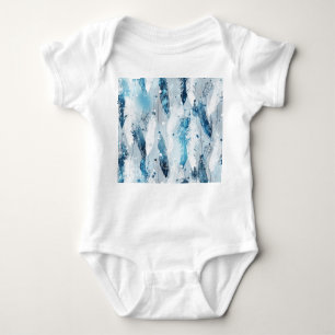 Falling Feathers: Blue Watercolor Seamless Baby Bodysuit
