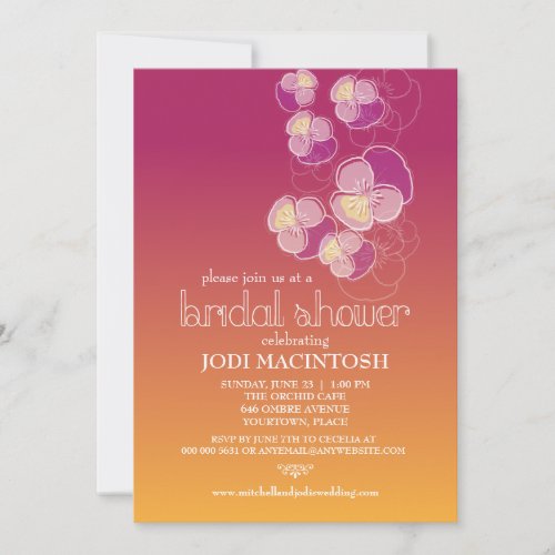 Falling Flowers Juicy Ombre Bridal Shower Invitation