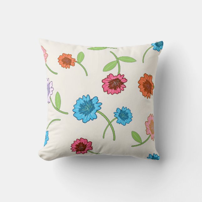 falling flowers throw pillow (Front)