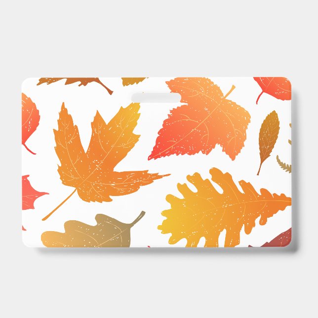 Falling for Autumn – Cozy Leaf Pattern Badge (Front)