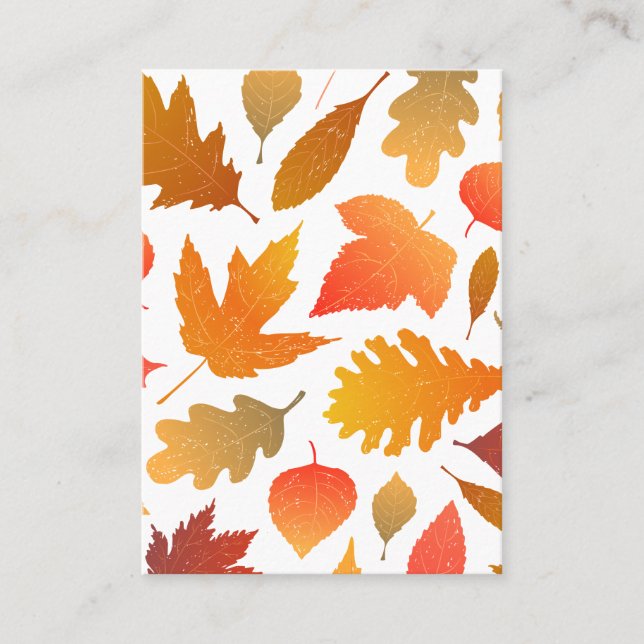 Falling for Autumn – Cozy Leaf Pattern Calling Card (Front)