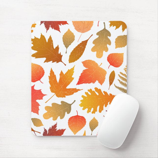 Falling for Autumn – Cozy Leaf Pattern Mouse Pad (With Mouse)