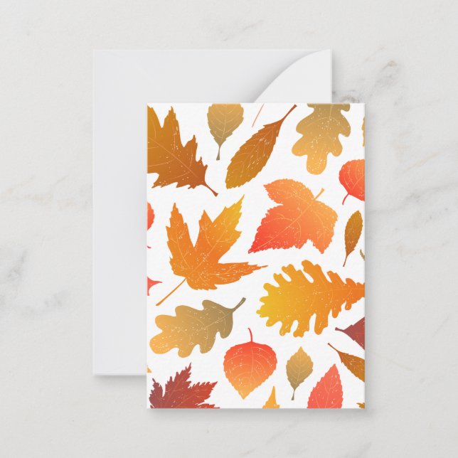 Falling for Autumn – Cozy Leaf Pattern Note Card (Front)
