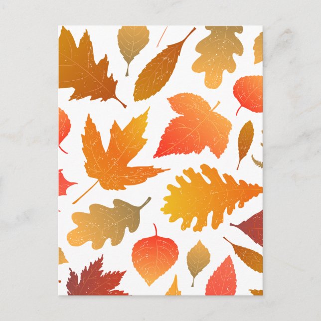 Falling for Autumn – Cozy Leaf Pattern Postcard (Front)
