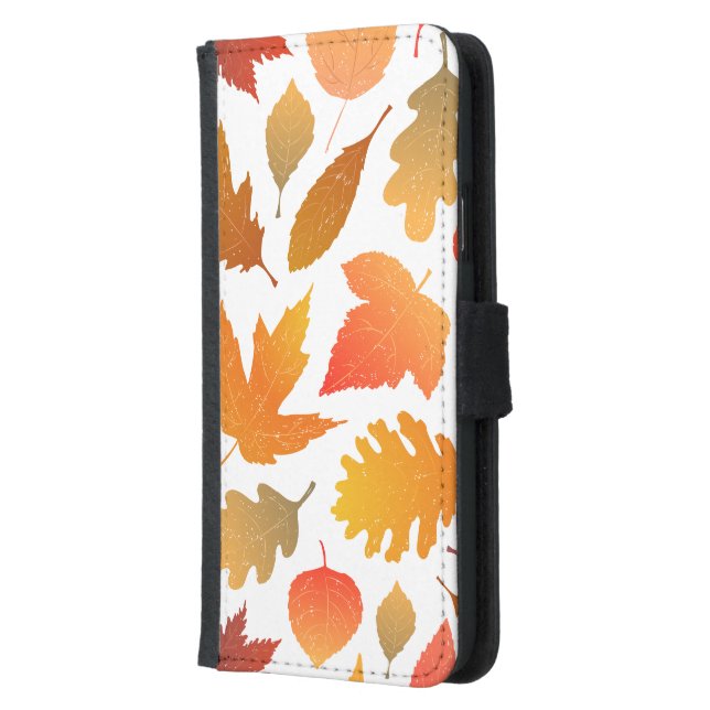 Falling for Autumn – Cozy Leaf Pattern Samsung Galaxy Wallet Case (Left)