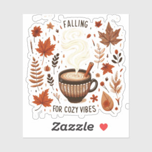 Falling for Cozy Vibes Autumn Cute Coffee & Fall Sticker
