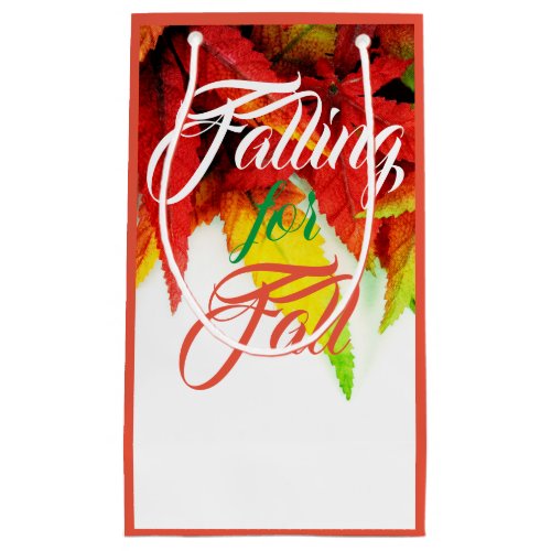 Falling for fall autumn maple leaf elegant red  small gift bag