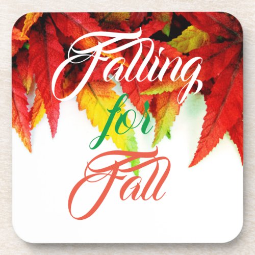 Falling for fall autumn maple leaves beverage coaster