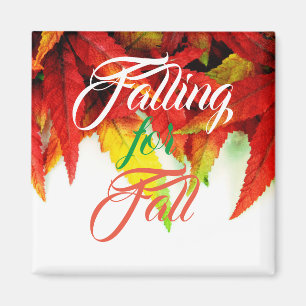 Falling for fall autumn maple leaves red elegant  magnet