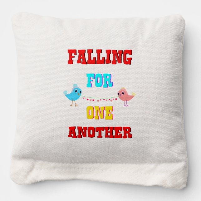 Falling For One Another Bird Couple Love Valentine Cornhole Bags (Front)