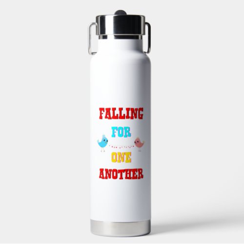 Falling For One Another Bird Couple Love Valentine Water Bottle