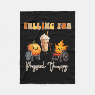 Falling For Physical Therapy Thanksgiving Pumpkin Fleece Blanket