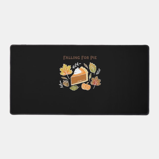 Falling for Pie – Cozy Autumn Pumpkin Pie Design C Desk Mat (Front)