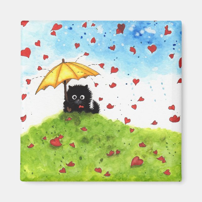 Falling for you Fuzzy Cat Love BiHrle Magnet (Front)