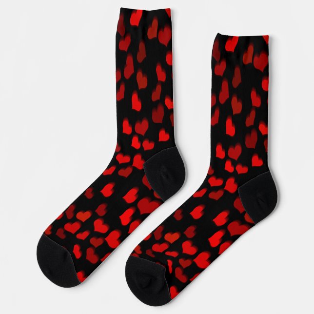 Falling For You! Modern Red Hearts Valentine's Day Socks (Left)