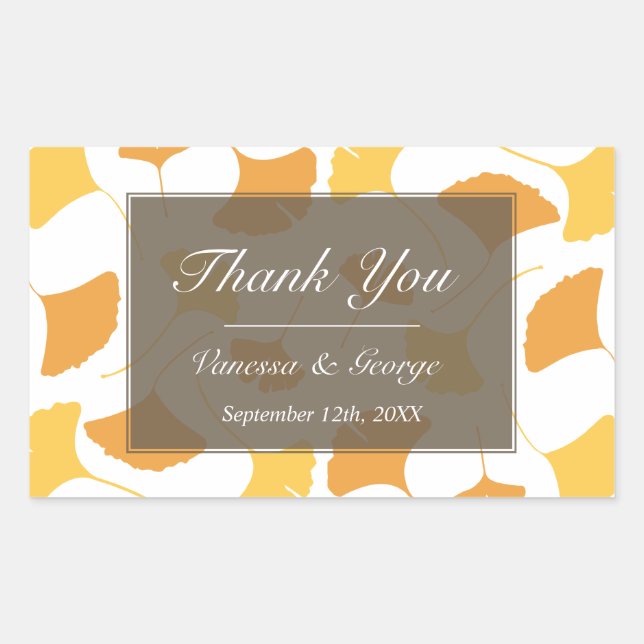 Falling ginkgo leaves gray wedding gift bag tag (Front)