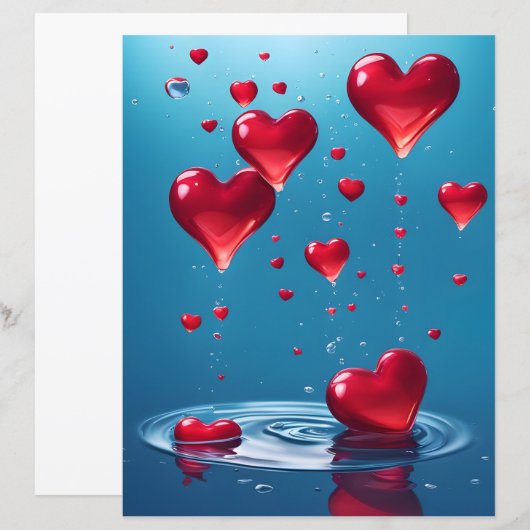 falling glossy hearts of Love  (Front/Back)