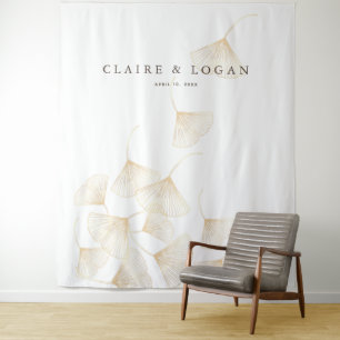 Falling Gold Ginkgo Leaves Wedding Backdrop