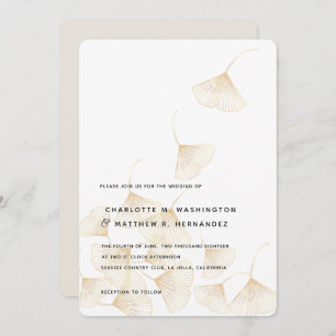 Falling Gold Ginkgo Leaves Wedding Invitation