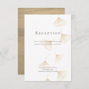 Falling Gold Ginkgo Leaves Wedding Reception Card