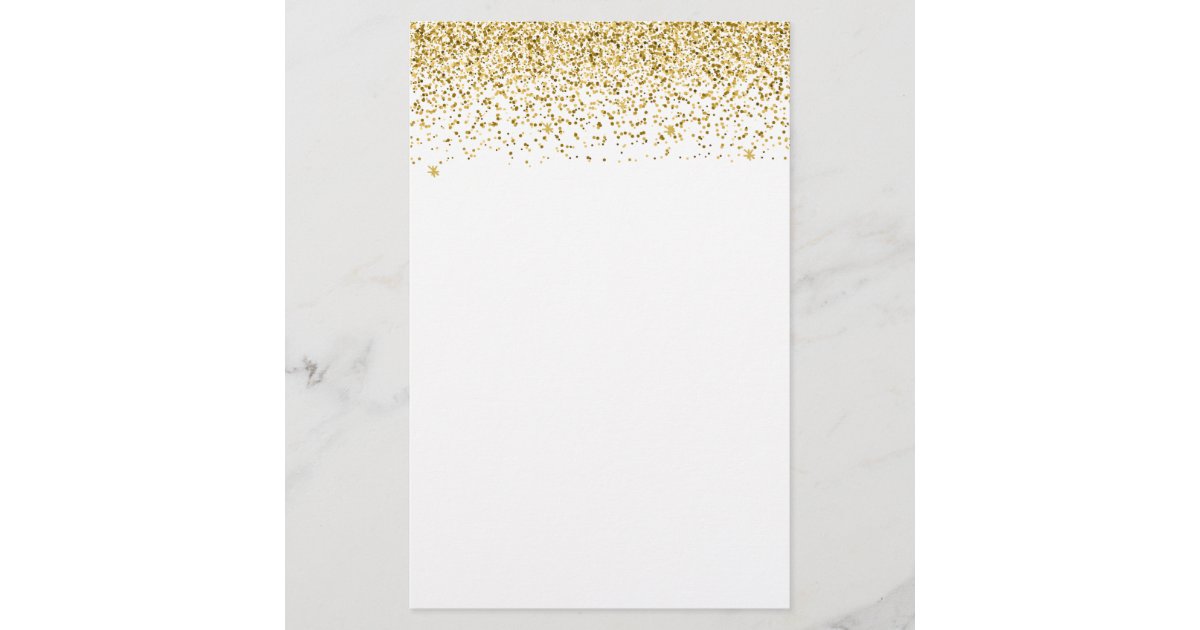 Falling Gold Glitter Confetti Stationery | Zazzle