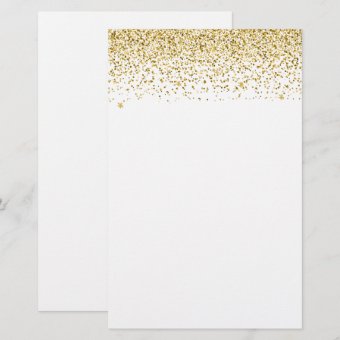 Falling Gold Glitter Confetti Stationery | Zazzle