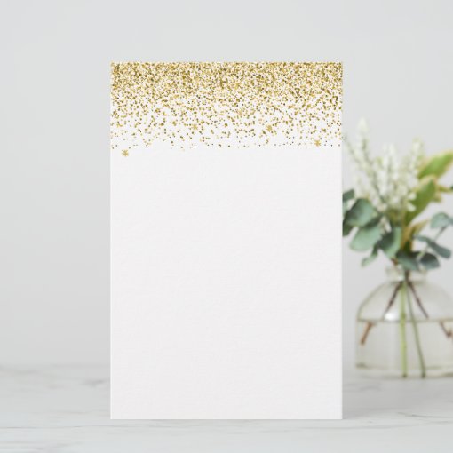 Falling Gold Glitter Confetti Stationery | Zazzle