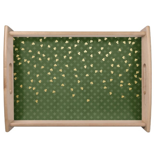Falling Gold Shamrock Pattern Serving Tray (Front)