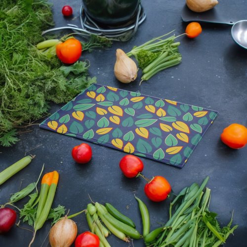 Falling Green and Yellow Leaves Pattern Cutting Board