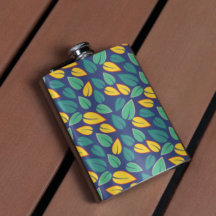 Falling Green and Yellow Leaves Pattern Flask