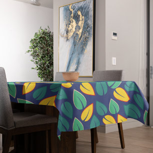 Falling Green and Yellow Leaves Pattern Tablecloth