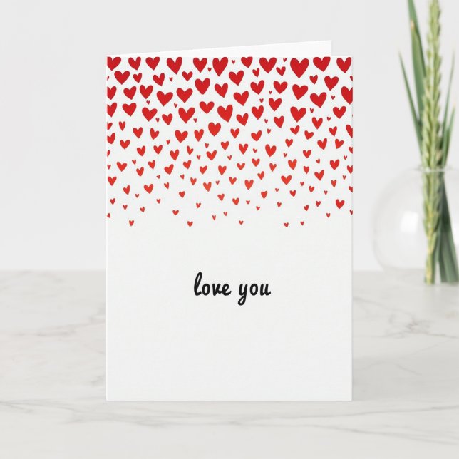 Falling Hearts Love You Card (Front)
