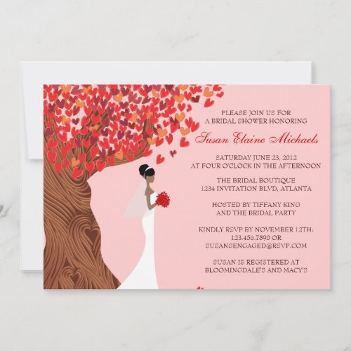 Falling Hearts Oak Tree Fall Bridal Shower Invite