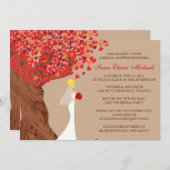 Falling Hearts Oak Tree Fall Bridal Shower Invitation (Front/Back)