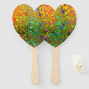 Falling Hearts Orange Hand Fan