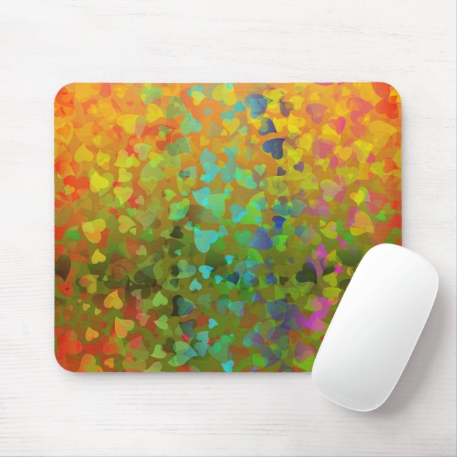 Falling Hearts Orange Mouse Pad (With Mouse)