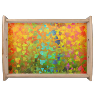 Falling Hearts Orange Serving Tray