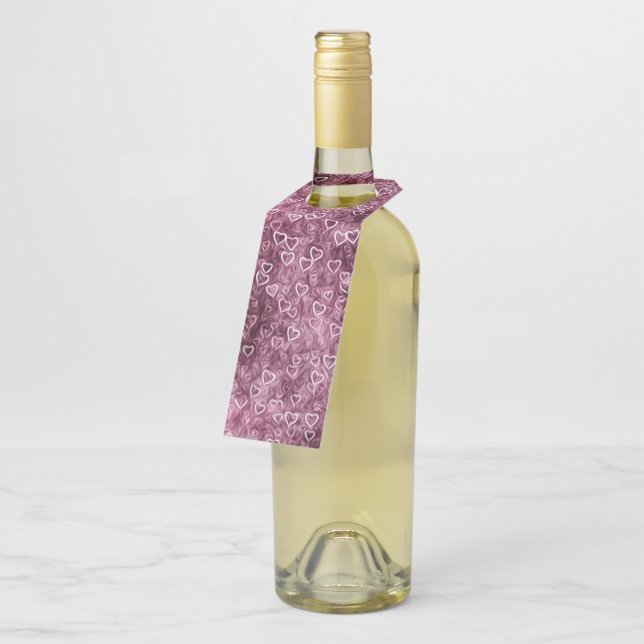 Falling Hearts - Pink Bottle Hanger Tag (Angled)