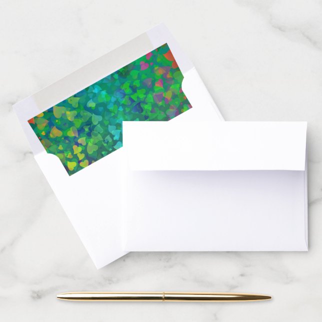 Falling Hearts Red and Green Envelope Liner (Desk)