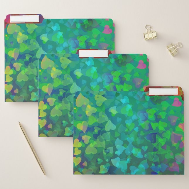 Falling Hearts Red and Green File Folder (Set)