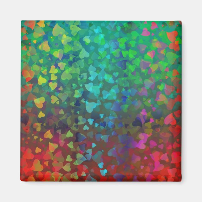 Falling Hearts Red and Green Magnet (Front)