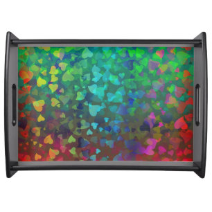 Falling Hearts Red and Green Serving Tray