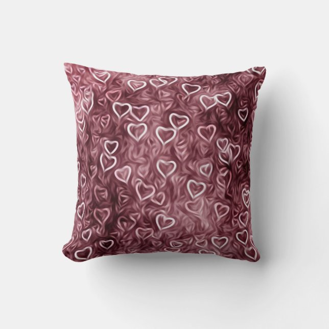 Falling Hearts - Red Throw Pillow (Front)