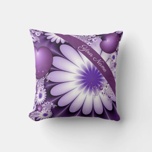 Falling in Love Abstract Art Flowers  Hearts Name Throw Pillow