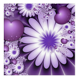 Falling in Love Abstract Flowers & Hearts Fractal Acrylic Print