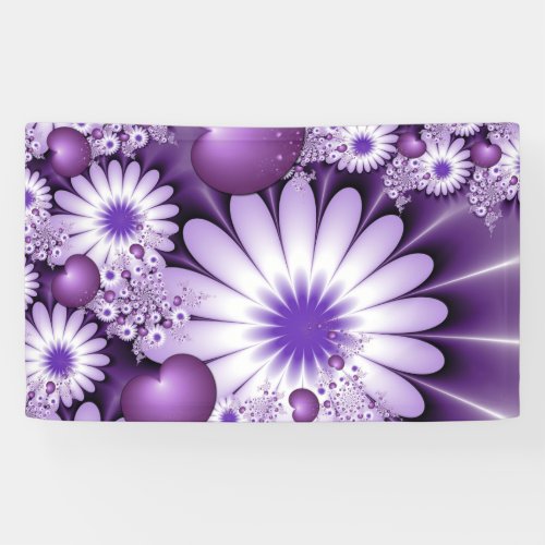 Falling in Love Abstract Flowers  Hearts Fractal Banner