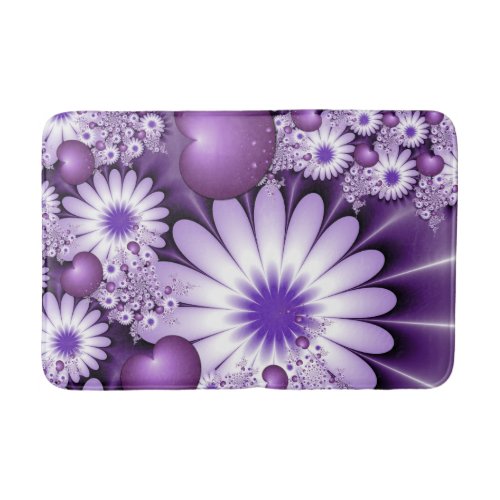 Falling in Love Abstract Flowers  Hearts Fractal Bath Mat