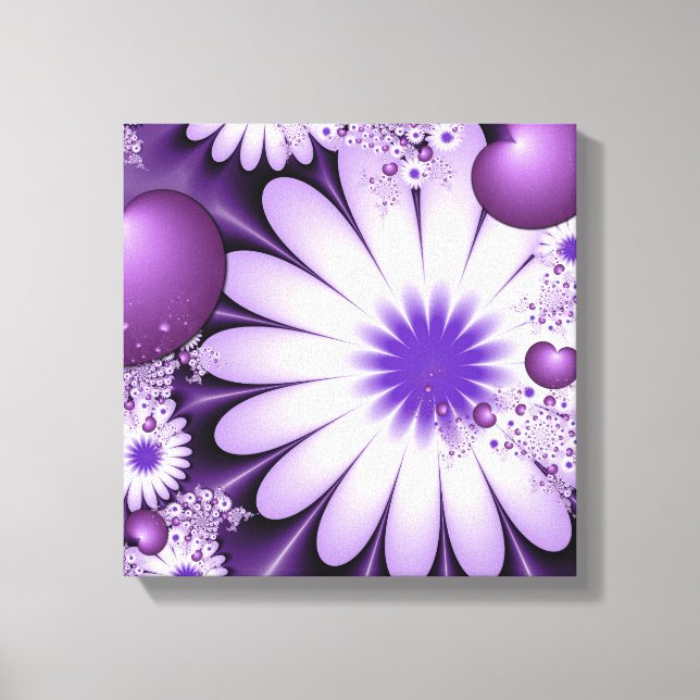 Falling in Love Abstract Flowers & Hearts Fractal Canvas Print (Front)