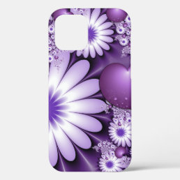 Falling in Love Abstract Flowers &amp; Hearts Fractal iPhone 12 Case