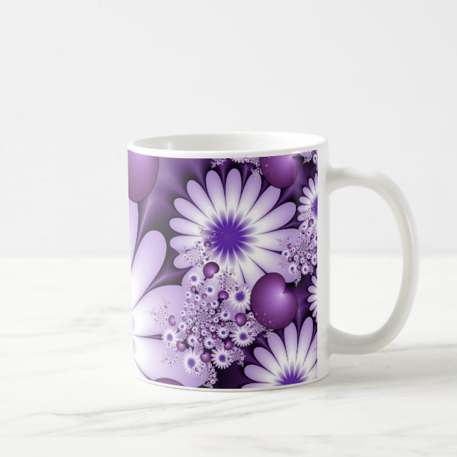 Falling in Love Abstract Flowers & Hearts Fractal Coffee Mug (Right)